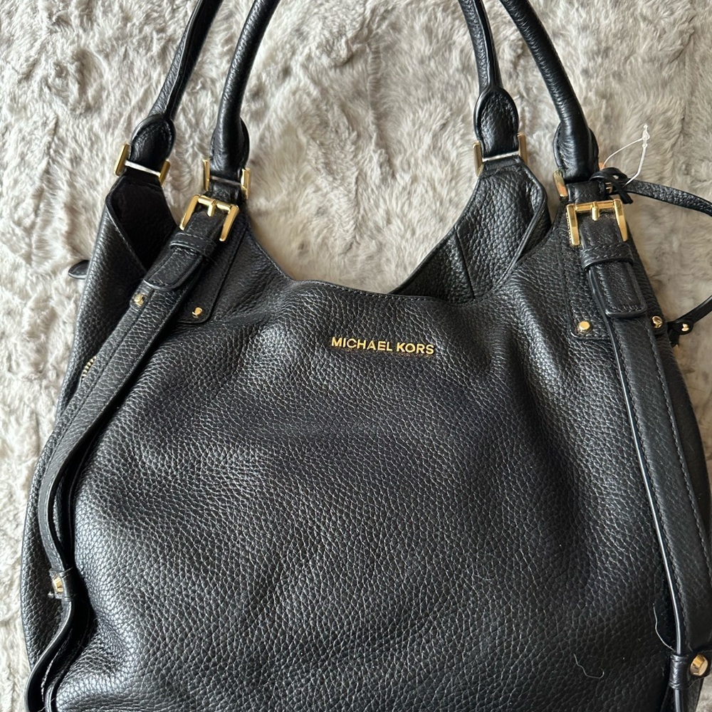 Michael Kors Black Pebbled Leather Shoulder Bag